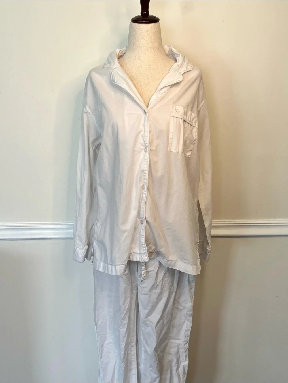 Victoria's Secret White Classic Cotton Button-Up Pajama Set